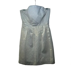 Shoshanna Metallic Gold Striped Strapless Lined Dress